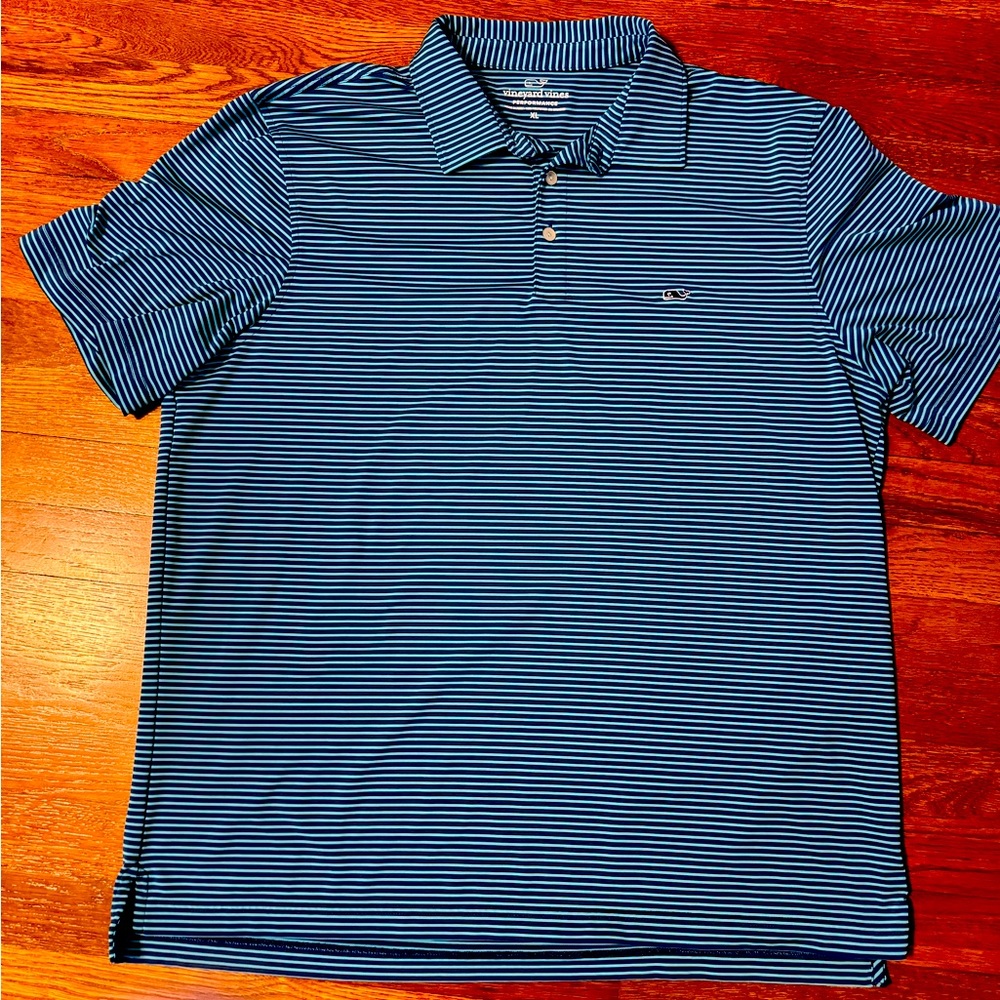 Blue Stripes Men’s Vineyard Vines Performance Polo - Size XL
